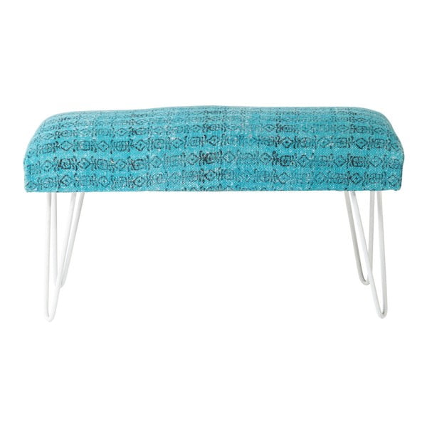 Niebiesko-biała ławka Kare Design Izzy, 80 cm