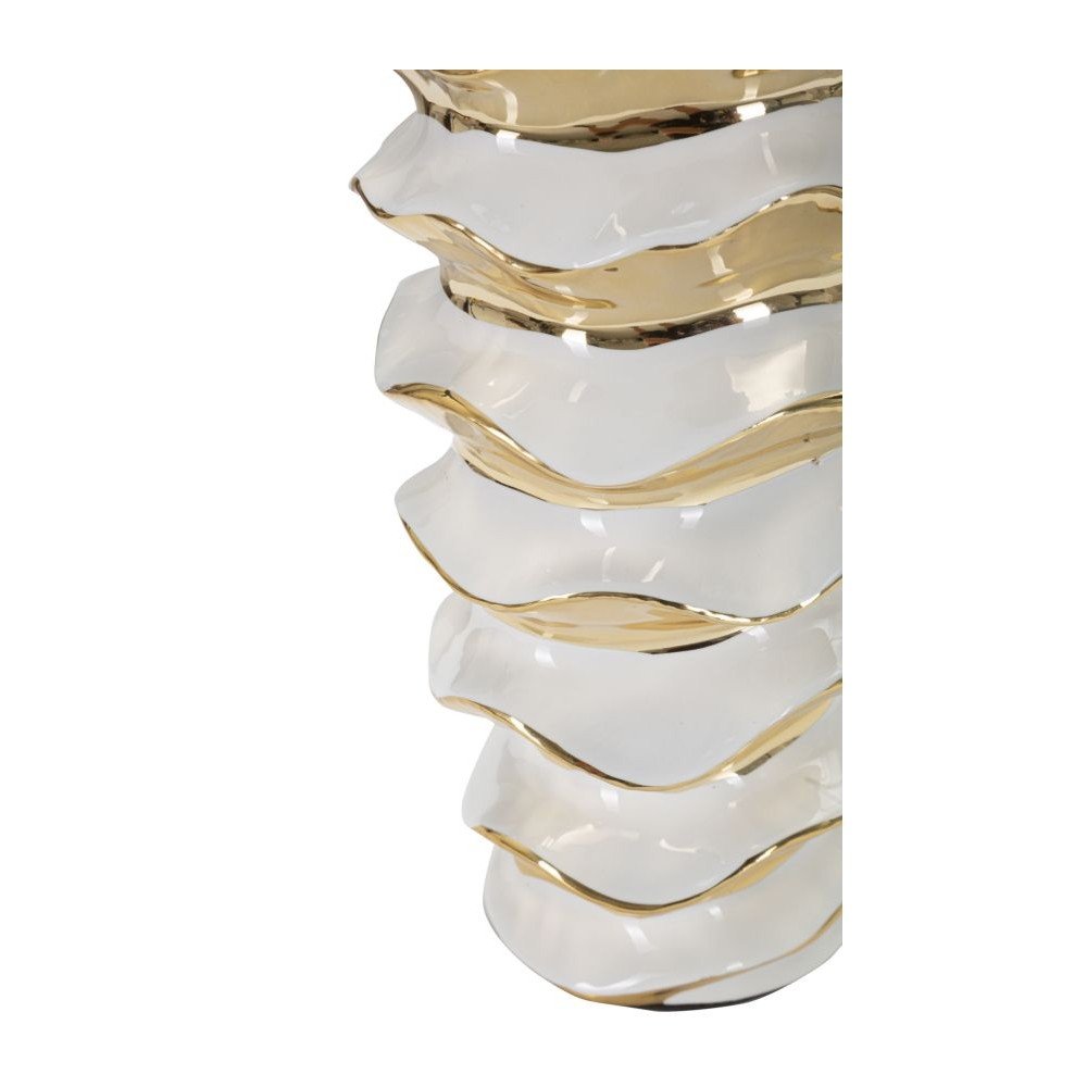 Ceramiczna lampa stołowa w biało-złotym kolorze z tekstylnym kloszem (wysokość 53 cm) Glam Space – Mauro Ferretti (zdjęcie 3)
