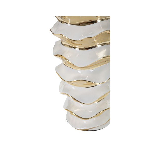 Ceramiczna lampa stołowa w biało-złotym kolorze z tekstylnym kloszem (wysokość 53 cm) Glam Space – Mauro Ferretti-image-2