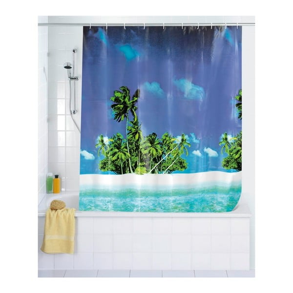 Niebieska zasłona prysznicowa Wenko Dreamy Beach, 180x200 cm-image-1