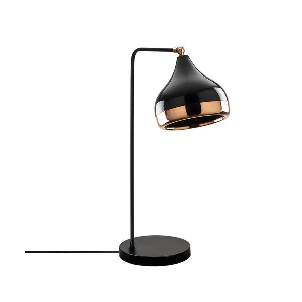 Czarna lampa stołowa z elementami w kolorze miedzi Opviq lights Yildo