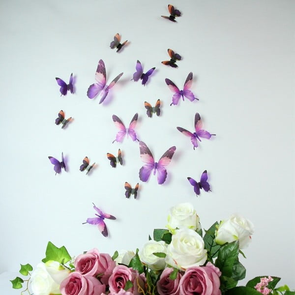 Naklejka WALPLUS Motyle 3D, fioletowe