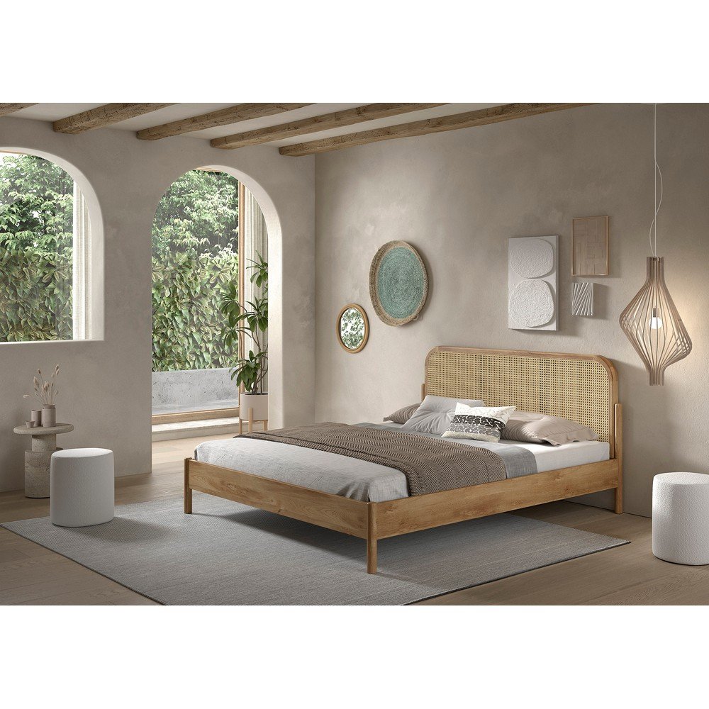 Łóżko dwuosobowe z litego drewna dębowego bez stelaża 180x200 cm w naturalnym kolorze Olive Rotan – Vipack (zdjęcie 2)