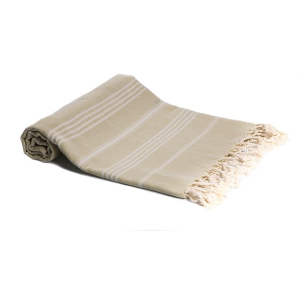Brązowy ręcznik kąpielowy tkany ręcznie Ivy's Ebru, 100x180 cm