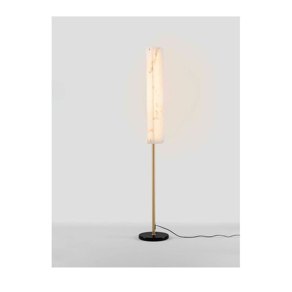 Kremowa/w kolorze mosiądzu lampa stojąca LED w dekorze marmuru (wysokość 160 cm) Aider – Nova Luce-image-4