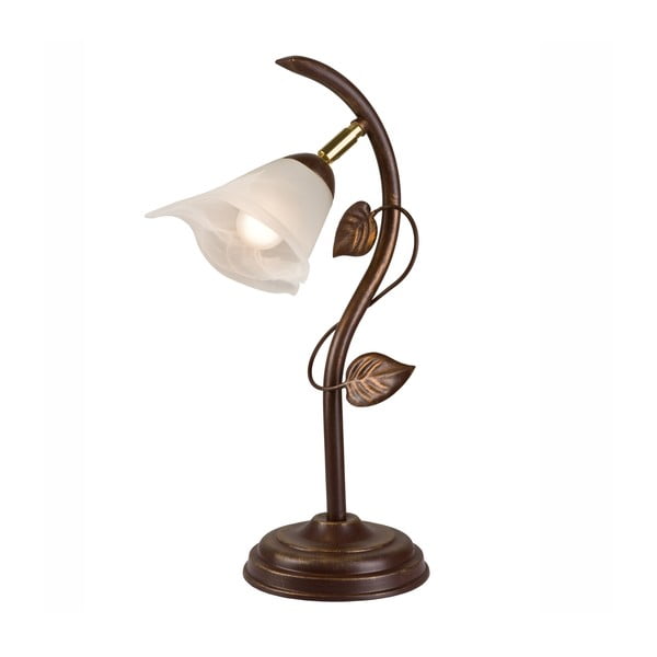 Ciemnobrązowa lampa stołowa ze szklanym kloszem (wys. 40 cm) Bluszcz – LAMKUR