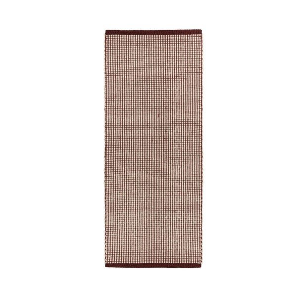 Bordowy/w naturalnym kolorze wełniany chodnik tkany ręcznie 80x170 cm Talo – noo.ma