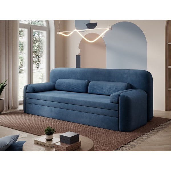 Niebieska sztruksowa rozkładana/ze schowkiem sofa 236 cm Elioss – ELTAP-image-3
