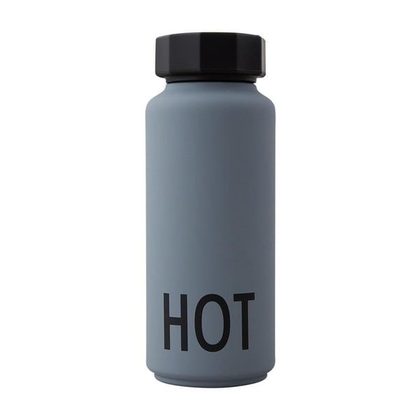 Szara butelka termiczna Design Letters Hot, 500 ml