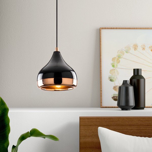 Czarna lampa wisząca z elementami w kolorze miedzi Opviq lights Yildo, ø 17 cm-image-4