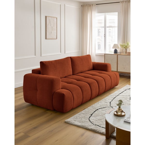 Ceglasta rozkładana/ze schowkiem sofa 251 cm Fuji – Bobochic Paris-image-1