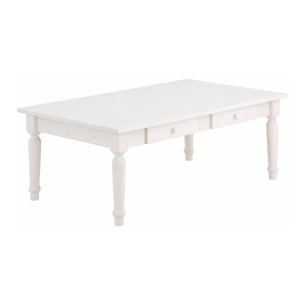 Biały stolik z szufladami z litego drewna sosnowego Støraa Normann L
