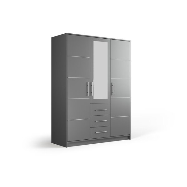 Szara szafa z lustrem 147x200 cm Derry – Cosmopolitan Design-image-2