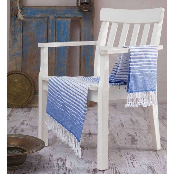 Niebieski ręcznik Hammam Gokkusagi, 100x180 cm