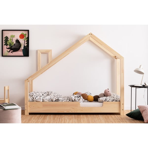 Łóżko w kształcie domku z drewna sosnowego Adeko Luna Carl, 80x200 cm