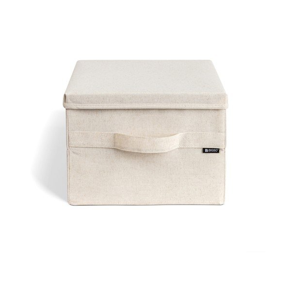 Beżowy tekstylny pojemnik z pokrywką 31x41x22 cm Soft Storage Medium – Bigso