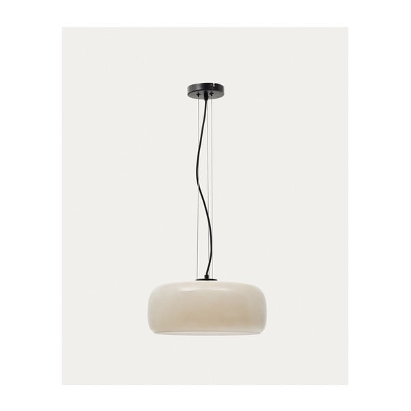 Szarobeżowa lampa wisząca LED ze szklanym kloszem ø 38 cm Reig – Kave Home-image-3