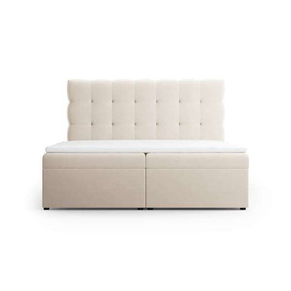 Beżowe łóżko boxspring ze schowkiem 160x200 cm Bali – Cosmopolitan Design-image-2