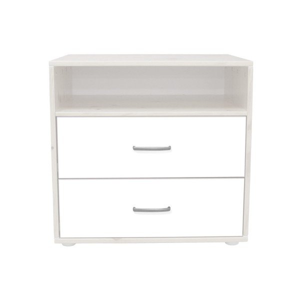 Biała komoda dziecięca z 2 lakierowanymi szufladami z drewna sosnowego Flexa Classic-image-1