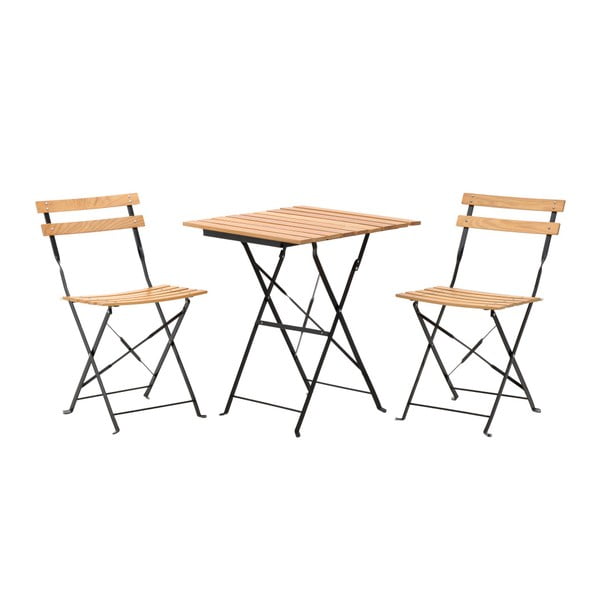 Komplet 2 jasnobrązowych krzeseł i stołu ogrodowego InArt