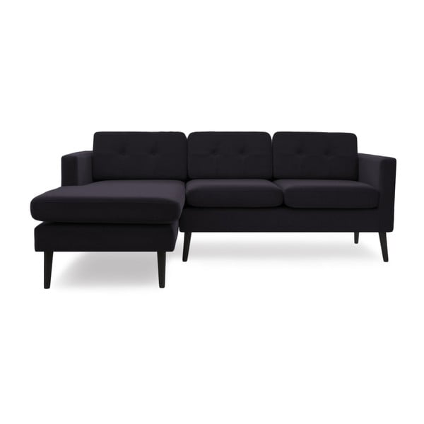Ciemnoszara sofa narożna lewostronna z czarnymi nogami Vivonita Sondero