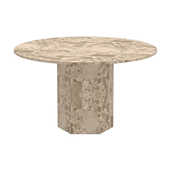 Jasnobrązowy marmurowy okrągły stół ø 130 cm Naxos – Actona