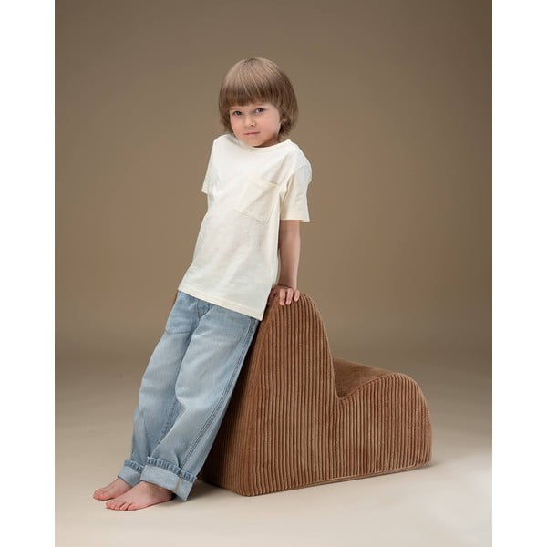 Brązowy sztruksowy fotel dziecięcy Cloud – Wigiwama-image-3