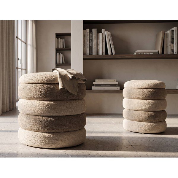 Kremowe pufy zestaw 2 szt. Nordic Style – Mauro Ferretti-image-1