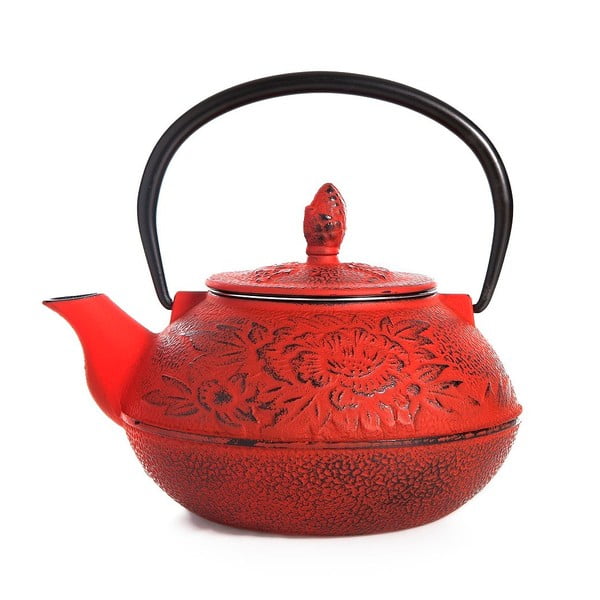 Czerwony czajnik żeliwny Bambum Taşev Linden, 800 ml
