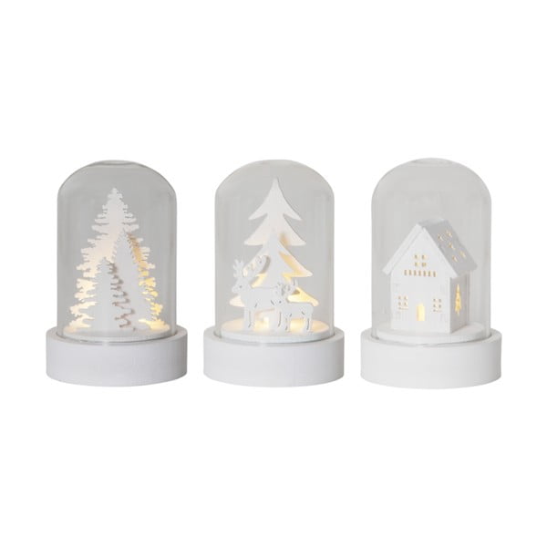 Białe dekoracje świetlne ze świątecznym motywem zestaw 3 szt. ø 5,5 cm Kupol – Star Trading