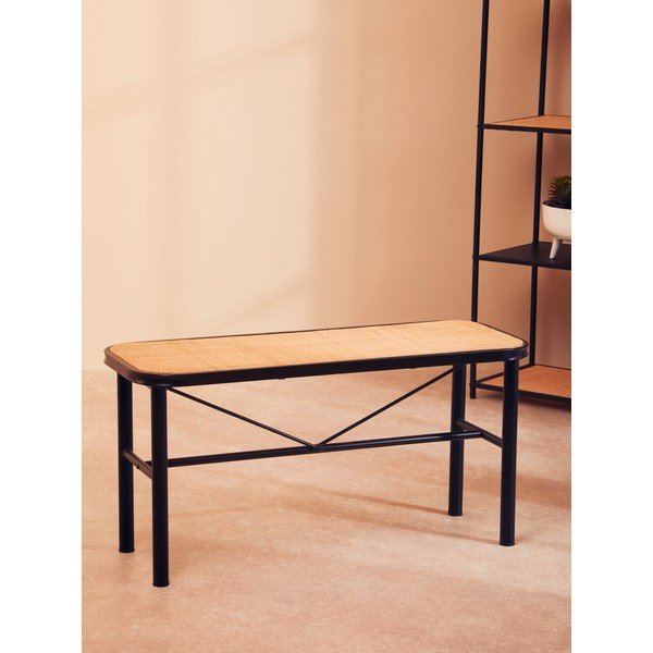 Czarna/w naturalnym kolorze rattanowa ławka Depok – Premier Housewares-image-1