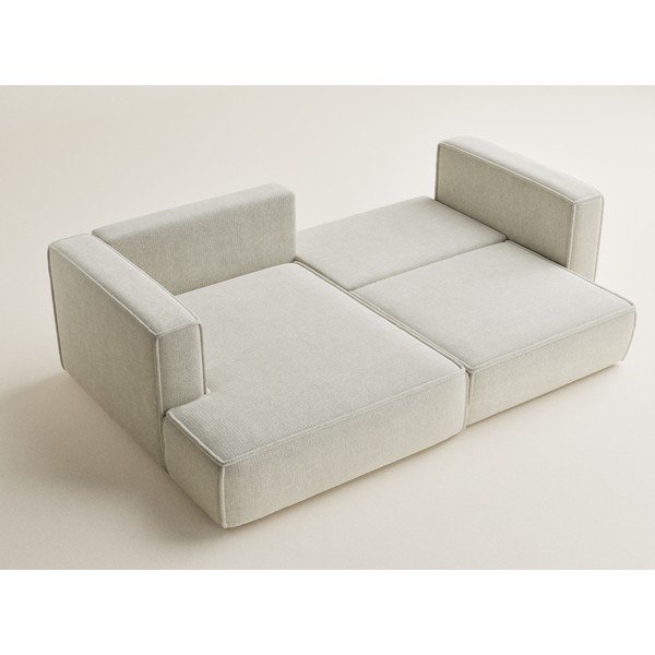 Kremowy rozkładany/ze schowkiem narożnik z tkaniny szenilowej (lewostronny/z szezlongiem) Velto – Maison de Rêve-image-3