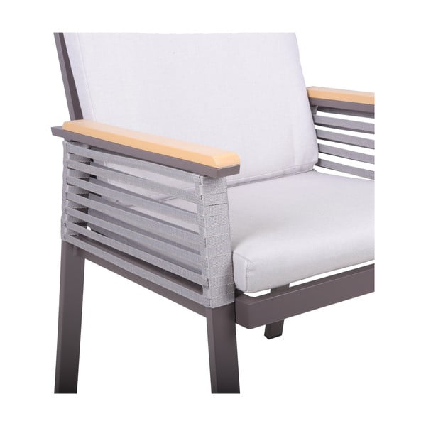 Jasnoszary metalowy fotel ogrodowy Denia – Garden Pleasure-image-2