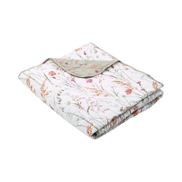 Zielono-beżowa bawełniana narzuta pikowana 200x220 cm Grasmere Floral – Catherine Lansfield