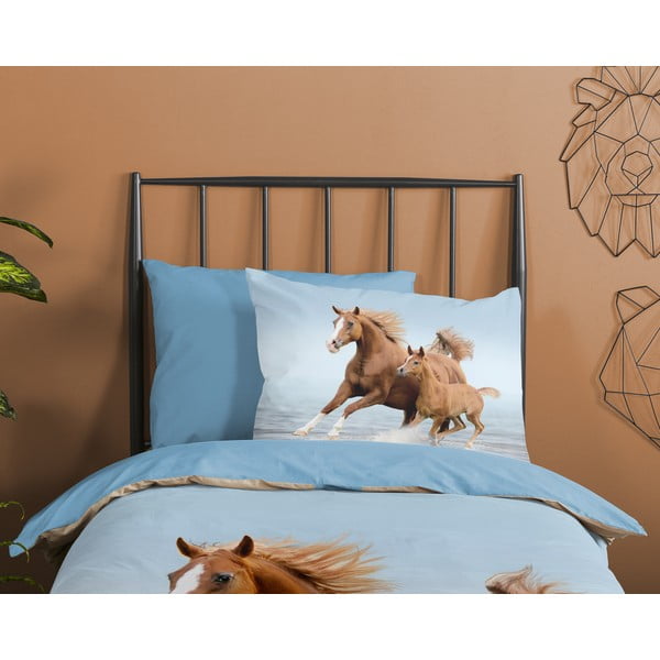 Niebieska bawełniana pościel dziecięca jednoosobowa 140x200 cm Free – Good Morning-image-2