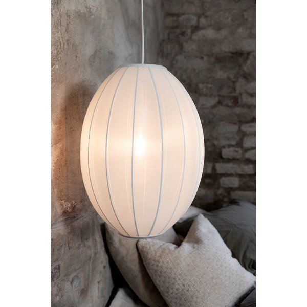 Biała lampa wisząca z tekstylnym kloszem ø 40 cm Florence – Markslöjd-image-4