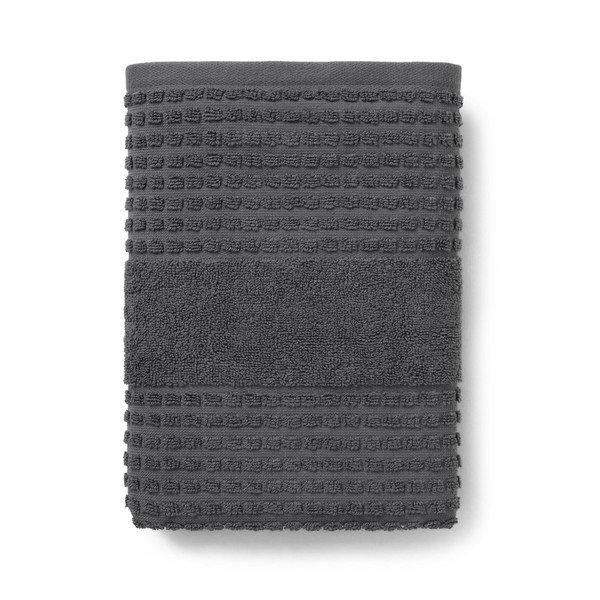 Ciemnoszary ręcznik z bawełny organicznej frotte 50x100 cm Check – JUNA