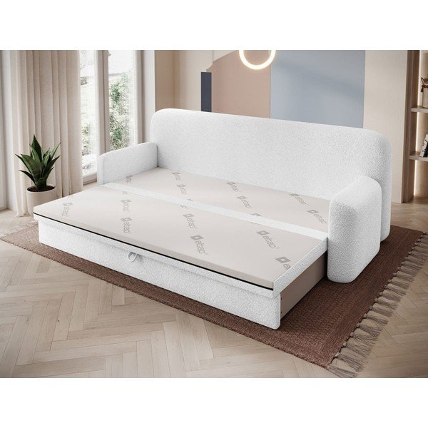 Biała rozkładana/ze schowkiem sofa z materiału bouclé 236 cm Elioss – ELTAP-image-3
