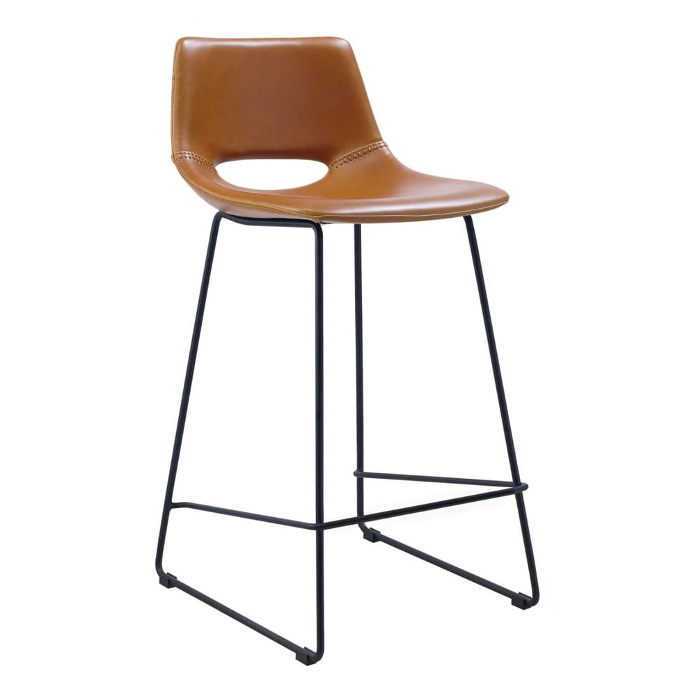 Koniakowy hoker z imitacji skóry (wysokość siedziska 65 cm) Zahara – Kave Home