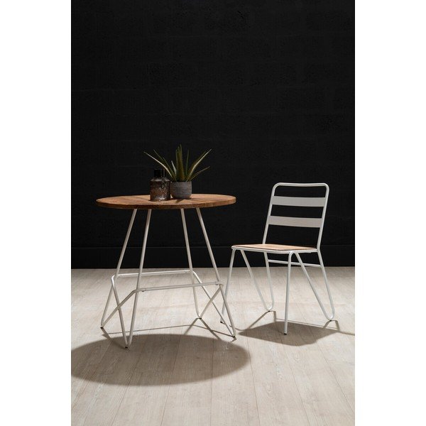 Białe/w naturalnym kolorze krzesło z litego drewna wiązu District – Premier Housewares-image-4