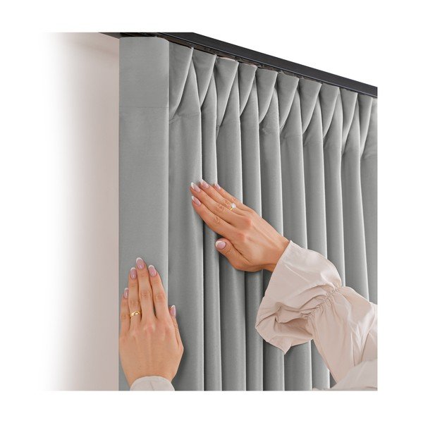 Szara aksamitna zasłona częściowo zaciemniająca (dimout) 200x300 cm Velto – Filumi-image-3