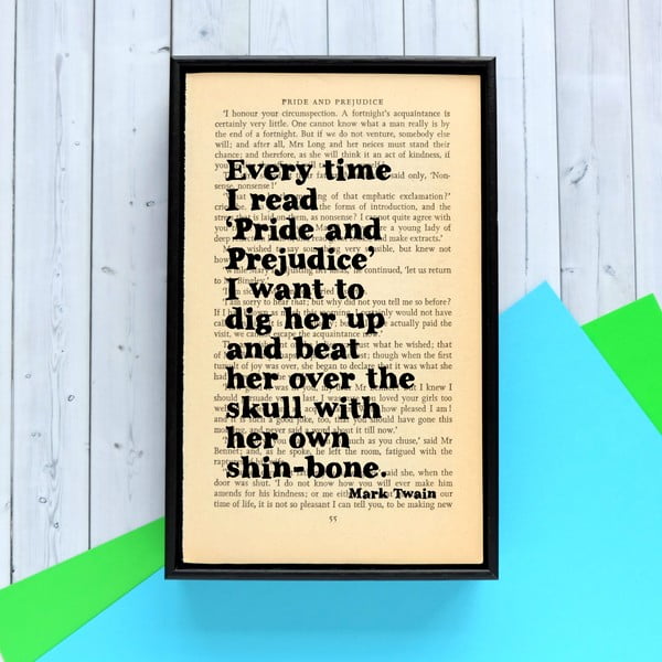 Plakat
  w drewnianej ramie Mark Twain Pride and Prejudice