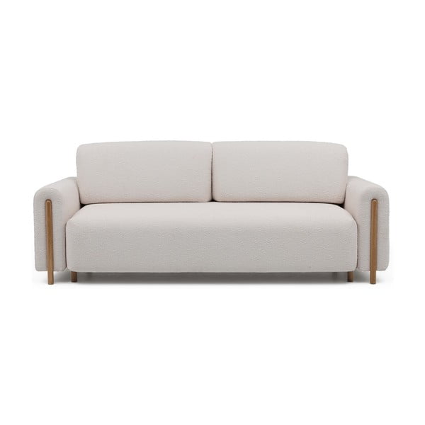 Beżowa/kremowa rozkładana/ze schowkiem sofa z materiału bouclé 244 cm Arcadova – ELTAP