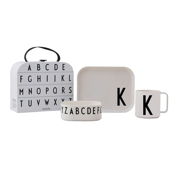 3-częściowy zestaw naczyń dla dzieci z kuferkiem Design Letters Classics K