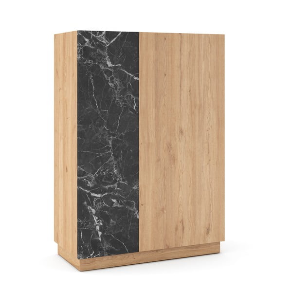 Czarno-naturalna szafka w dekorze dębu 90x127 cm Dione – Marckeric-image-2