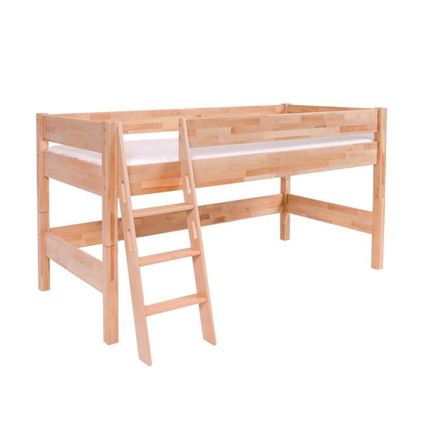 Dziecięce łóżko piętrowe z litego drewna bukowego Mobi furniture Nik, 200x90 cm