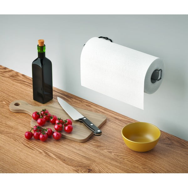 Czarny ścienny uchwyt na ręczniki kuchenne Metaltex-image-2