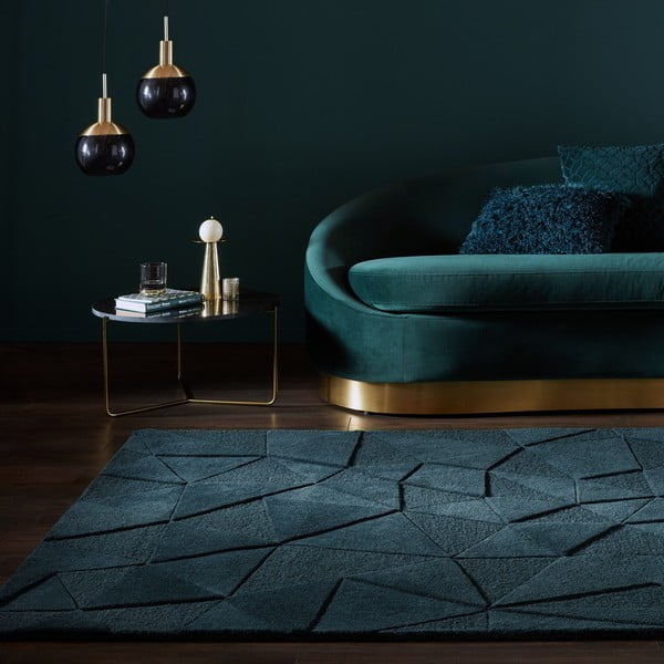 Zielononiebieski wełniany dywan tkany ręcznie 160x230 cm Shard Teal – Flair Rugs-image-1