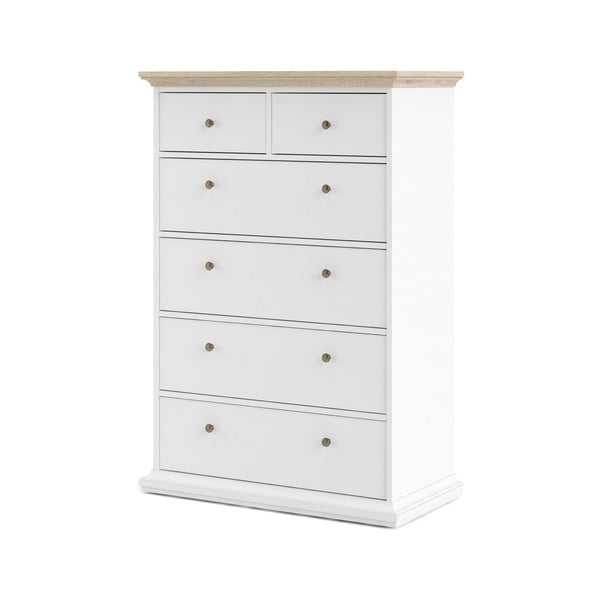 Biała komoda z detalami w dekorze dębu Tvilum Paris, 96 x 140 cm-image-2