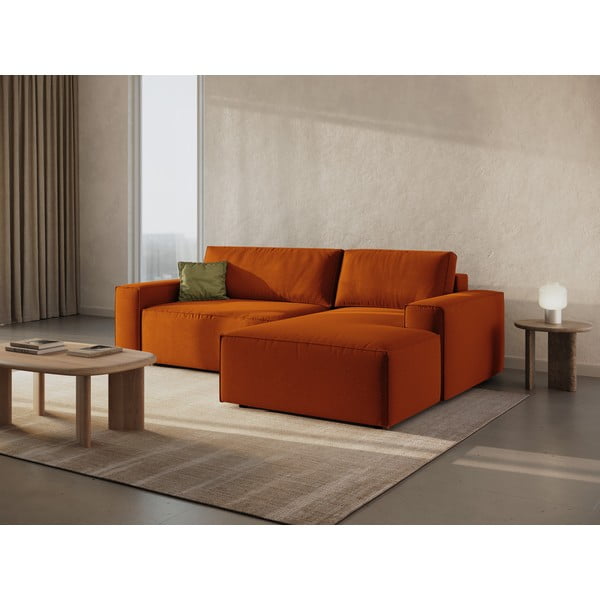 Ceglasty rozkładany narożnik (prawostronny) Jodie – Micadoni Home-image-1